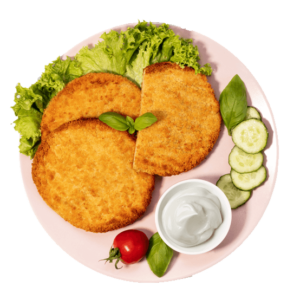 mletý obaľovaný rezeň s praženou cibuľkou 600g